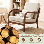 Modern Accent Chair Faux Leather Linen Fabric Upholstered Armchair