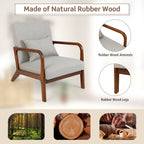 Modern Accent Chair with Rubber Wood Frame and Lumbar Pillow