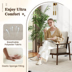 Modern Accent Chair with Rubber Wood Armrests and Legs for Living Room