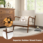Modern Accent Chair with Rubber Wood Armrests and Removable Back