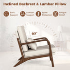 Modern Accent Chair with Rubber Wood Armrests and Removable Back