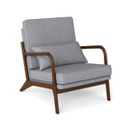 Modern Accent Chair with Rubber Wood Armrests and Removable Back