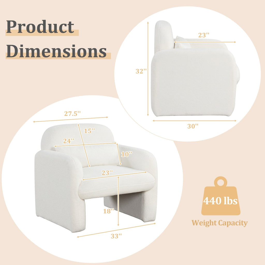 Modern Accent Chair with Waist Pillow and Armrests for Living Room Bedroom