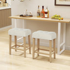 Modern Counter Height Bar Stools Set of 2 with Rubber Wood Legs