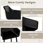 Modern Plastic Dining Chairs Set of 2 Kitchen Armchairs with Breathable Mesh Backres-Black