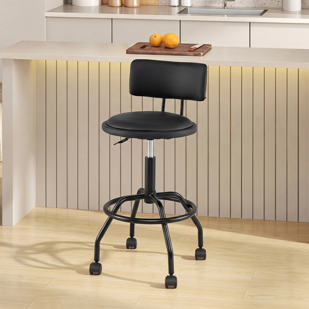 Adjustable-Height Swivel Bar Stools with Backrest