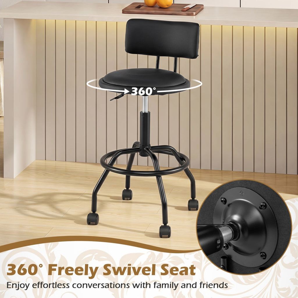Adjustable-Height Swivel Bar Stools with Backrest