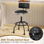 Adjustable-Height Swivel Bar Stools with Backrest