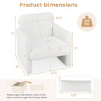 Modern Upholstered Chenille Accent Chair with Removable Lumbar Pillow-White