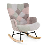 Boucle Rocking Chair with Ergonomic Armrests and High Backrest