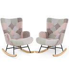 Boucle Rocking Chair with Ergonomic Armrests and High Backrest