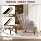 Boucle Rocking Chair with Ergonomic Armrests and High Backrest