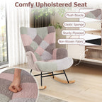 Boucle Rocking Chair with Ergonomic Armrests and High Backrest