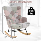 Boucle Rocking Chair with Ergonomic Armrests and High Backrest