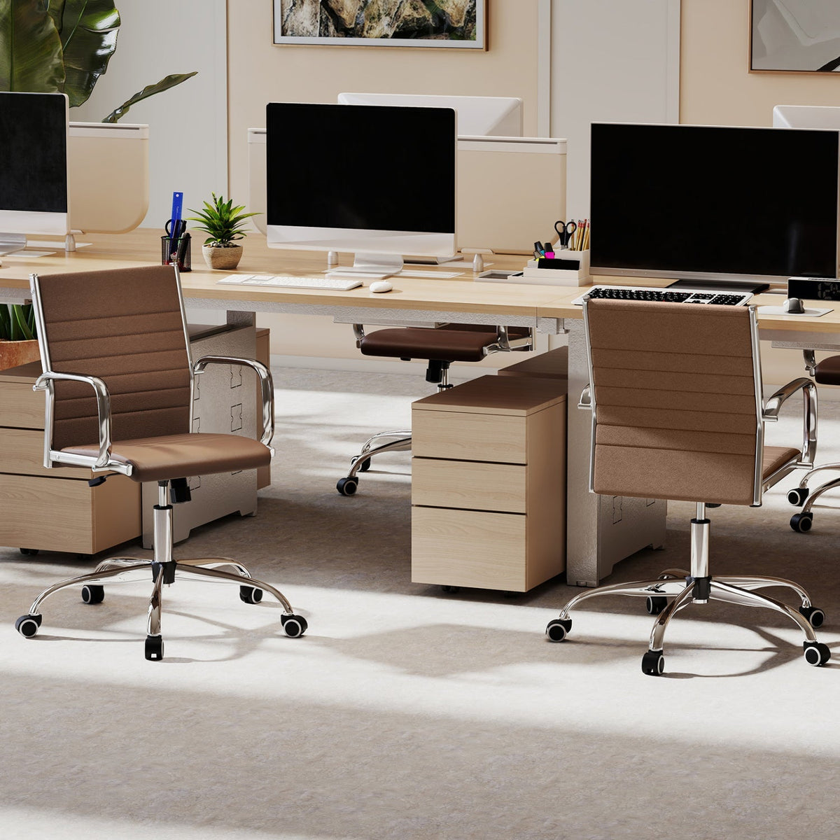 Height-Adjustable Office Chair with Rocking Backrest