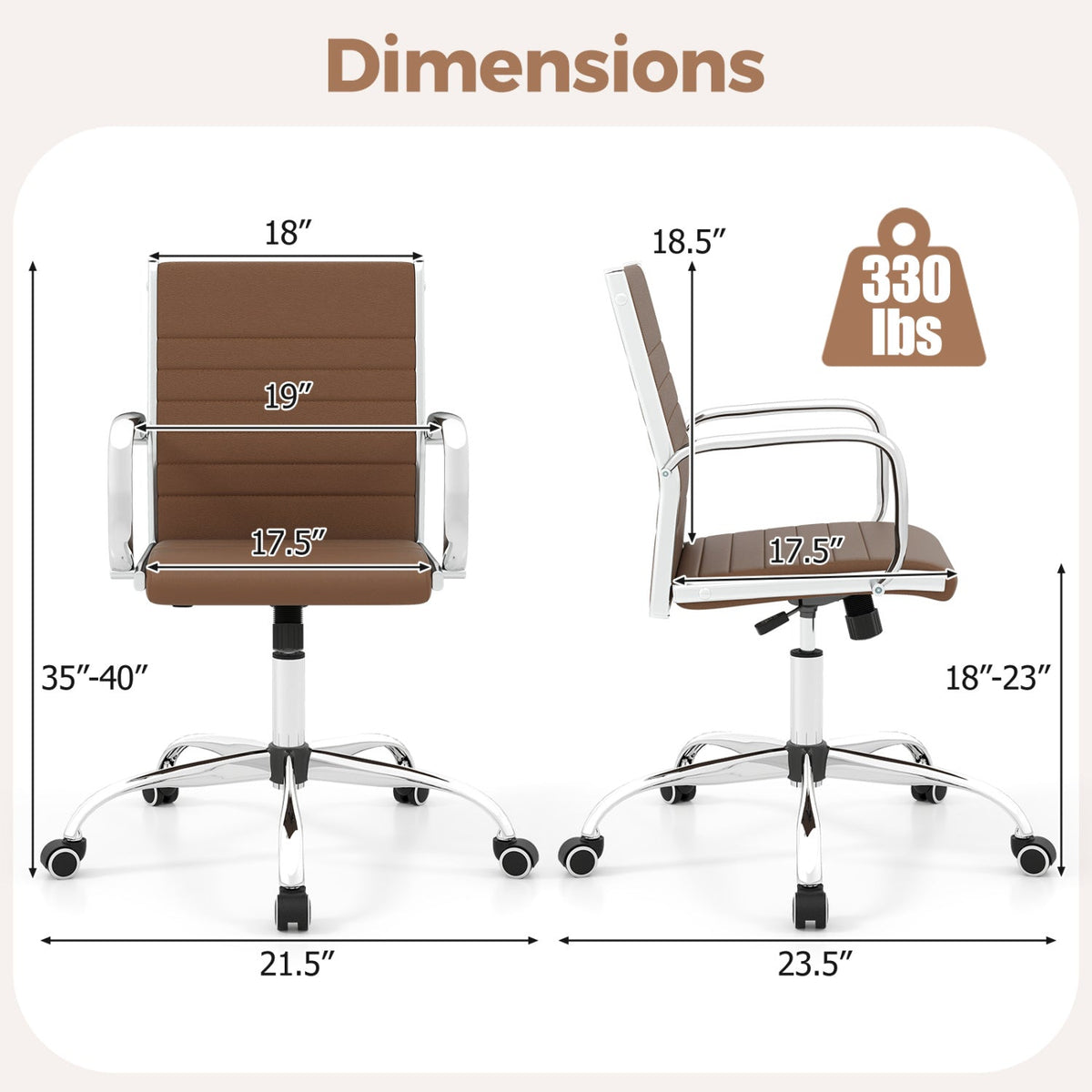 Height-Adjustable Office Chair with Rocking Backrest