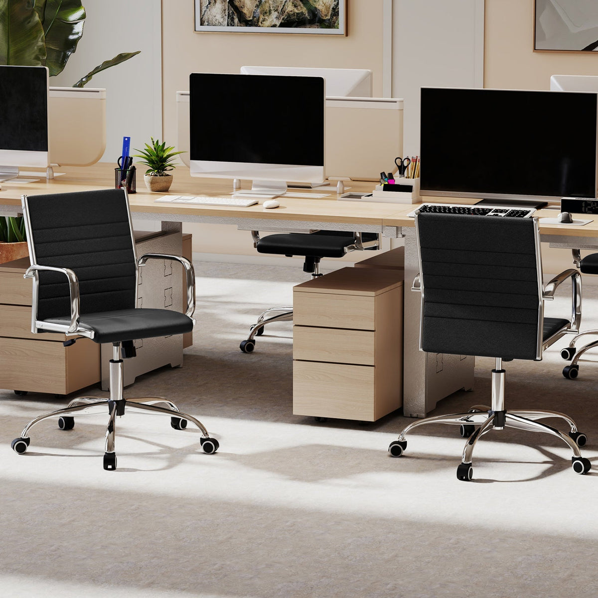 Height-Adjustable Office Chair with Rocking Backrest