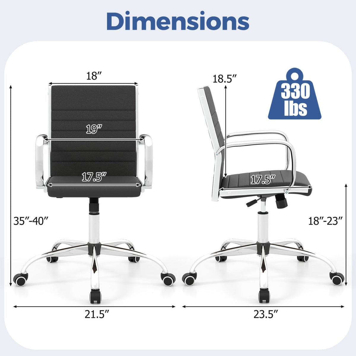 Height-Adjustable Office Chair with Rocking Backrest