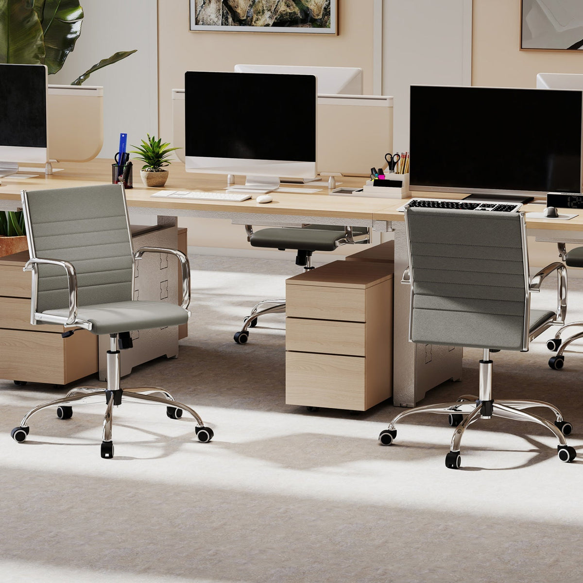 Height-Adjustable Office Chair with Rocking Backrest