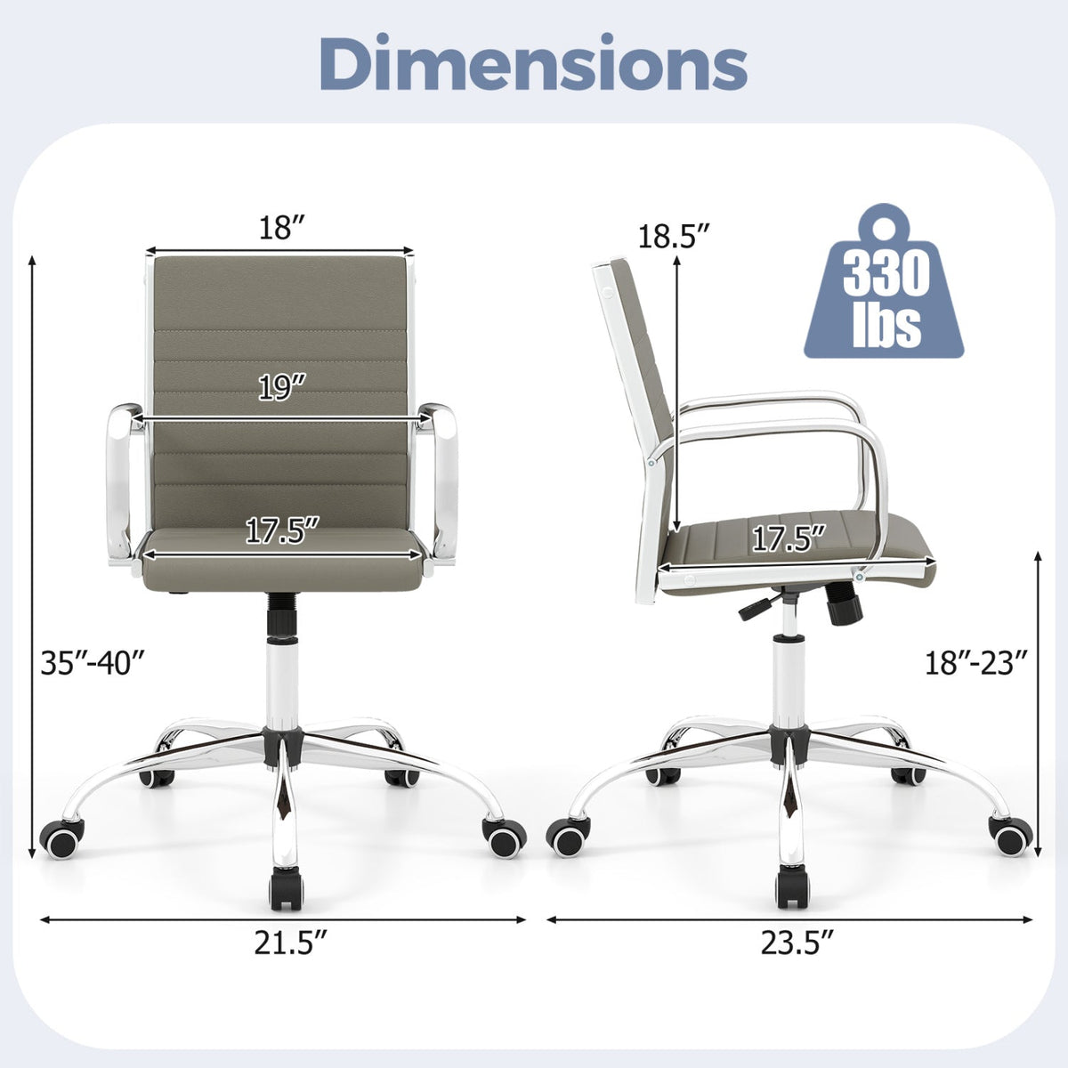 Height-Adjustable Office Chair with Rocking Backrest
