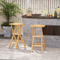 Set of 2 No Assembly Outdoor Bar Stools with Contoured Seat