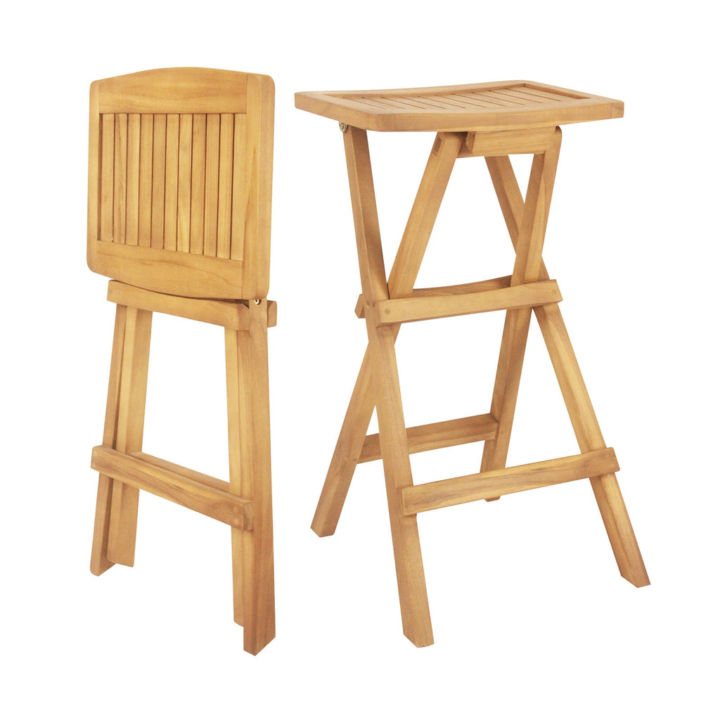 Set of 2 No Assembly Outdoor Bar Stools with Contoured Seat