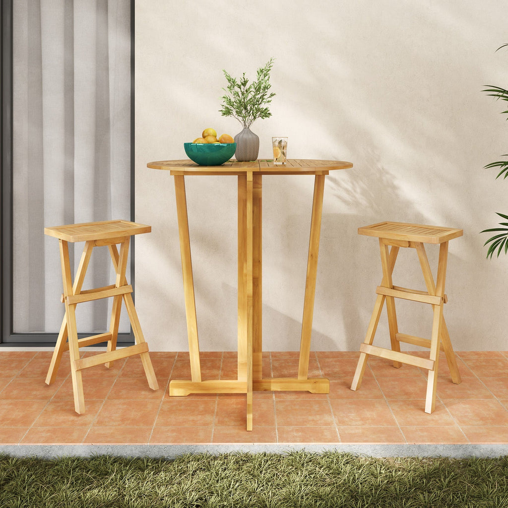 Set of 2 No Assembly Outdoor Bar Stools with Contoured Seat