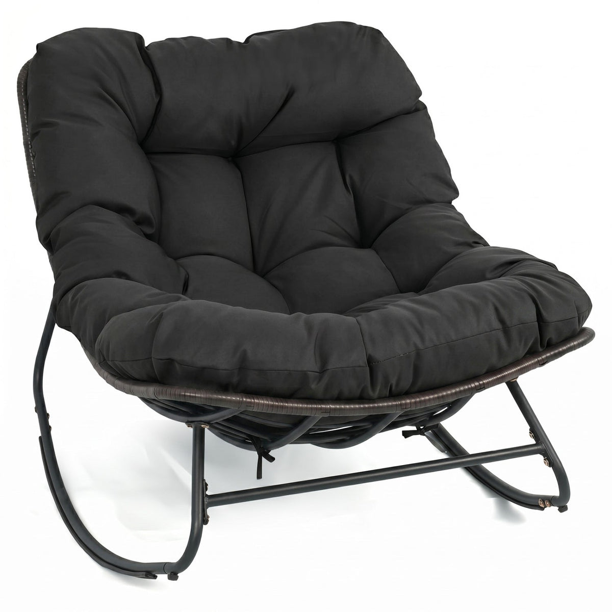 Papasan Rocking Chair with Thick Cushion - Outdoor Wicker