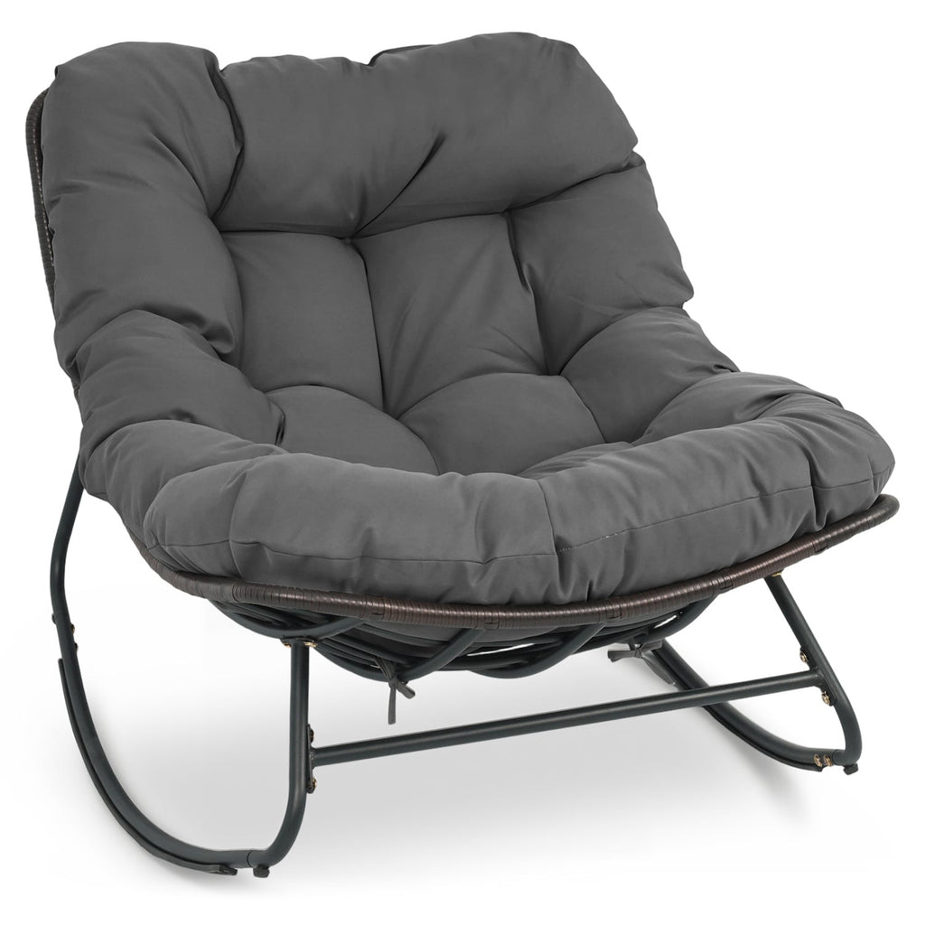 Papasan Rocking Chair with Thick Cushion - Outdoor Wicker