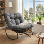 Papasan Rocking Chair with Thick Cushion - Outdoor Wicker