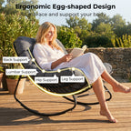 Papasan Rocking Chair with Thick Cushion - Outdoor Wicker