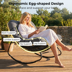 Papasan Rocking Chair with Cushioned Seat for Patio - Gray