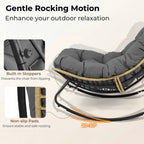 Papasan Rocking Chair with Cushioned Seat for Patio - Gray