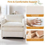 Oversized Accent Chair with Ottoman with Soft Corduroy Cushions-Beige