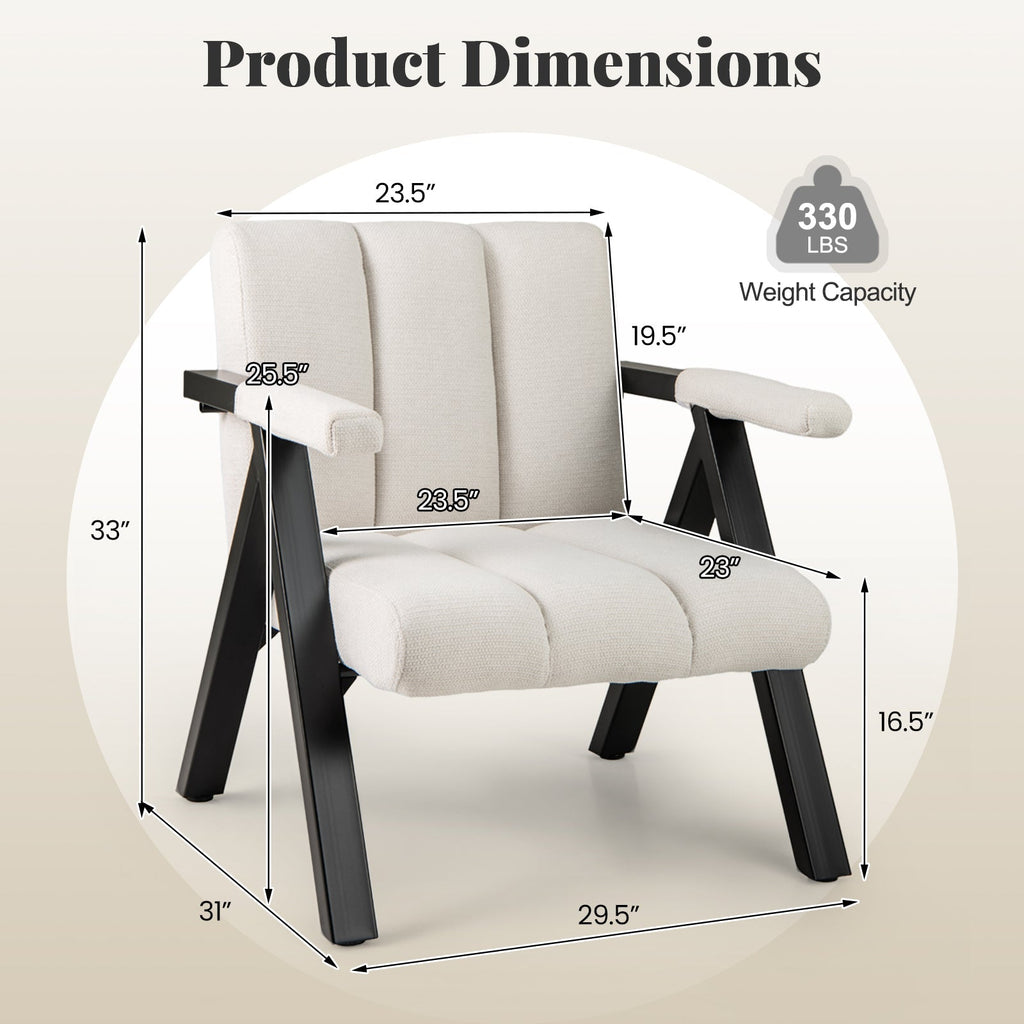 Oversized Accent Chair with Metal Frame and Armrests