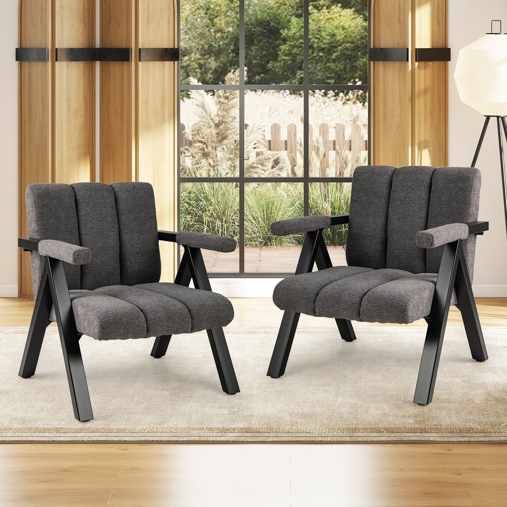 Oversized Accent Chair with Metal Frame and Armrests