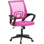 Pink Mid-Back Mesh Office Chair with Armrest