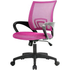 Pink Mid-Back Mesh Office Chair with Armrest