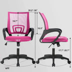 Pink Mid-Back Mesh Office Chair with Armrest
