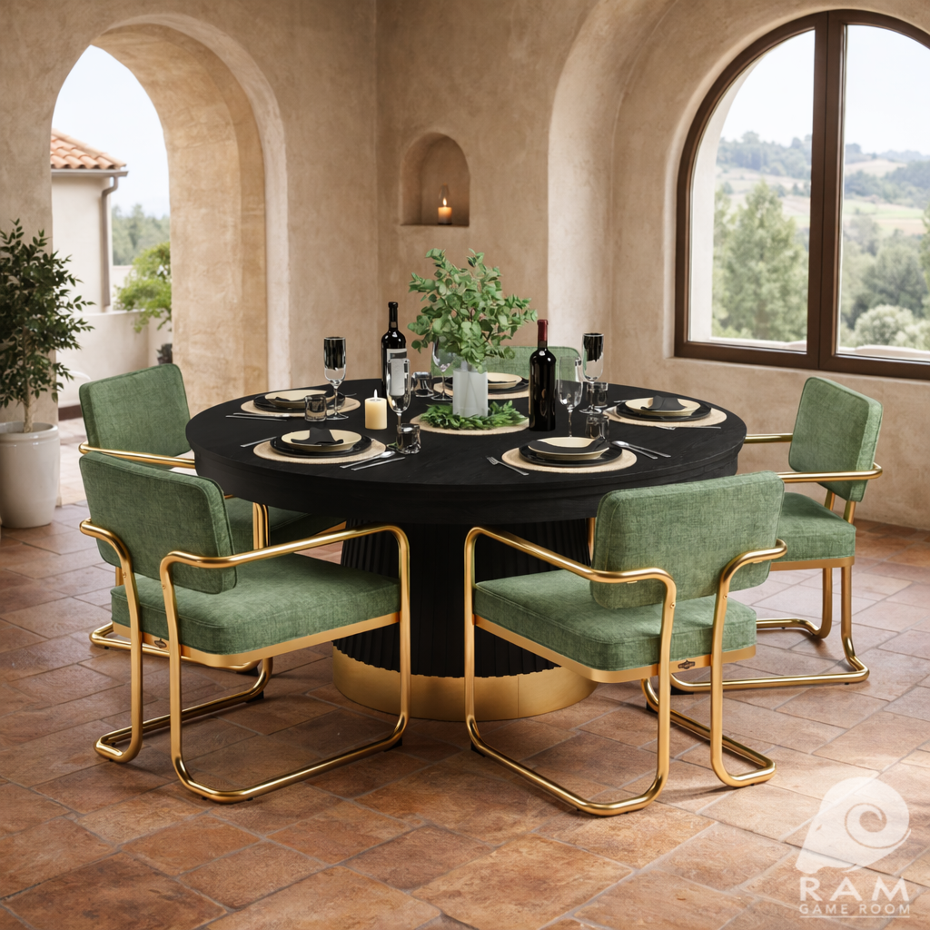 Prohibition Series Game / Dining Chair, Vintage Green (Brass Frame) by RAM Game Room