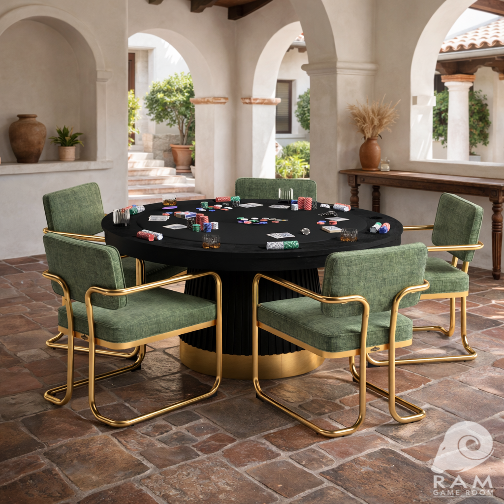 Prohibition Series Game / Dining Chair, Vintage Green (Brass Frame) by RAM Game Room