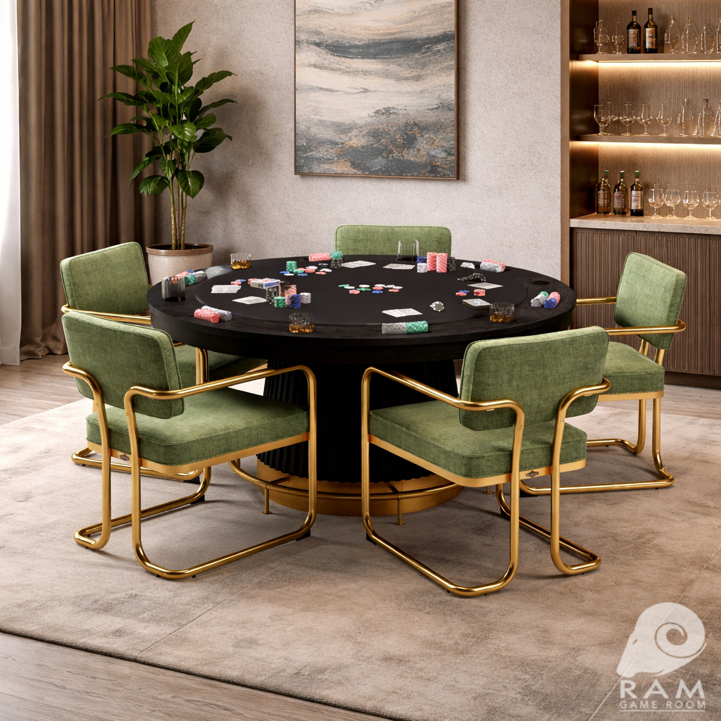 Prohibition Series Game / Dining Chair, Vintage Green (Brass Frame) by RAM Game Room