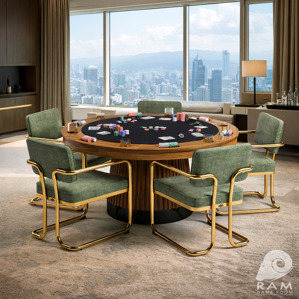 Prohibition Series Game / Dining Chair, Vintage Green (Brass Frame) by RAM Game Room