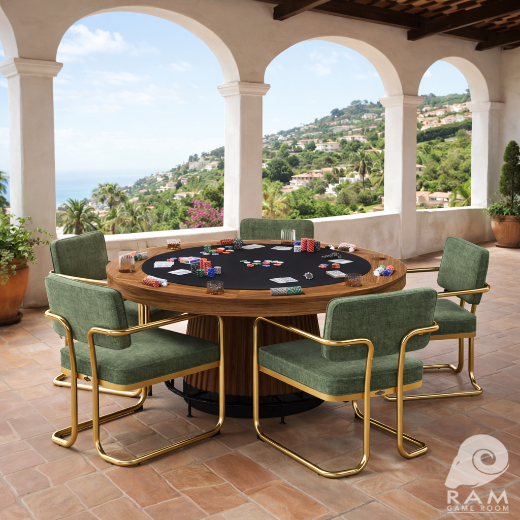 Prohibition Series Game / Dining Chair, Vintage Green (Brass Frame) by RAM Game Room