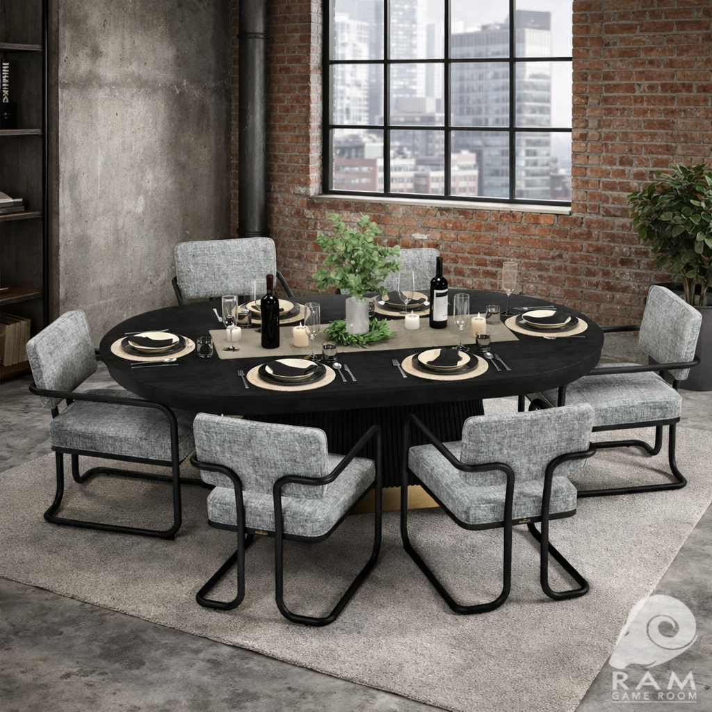 Prohibition Series Texas Hold'em Poker Table, 84", Black by RAM Game Room