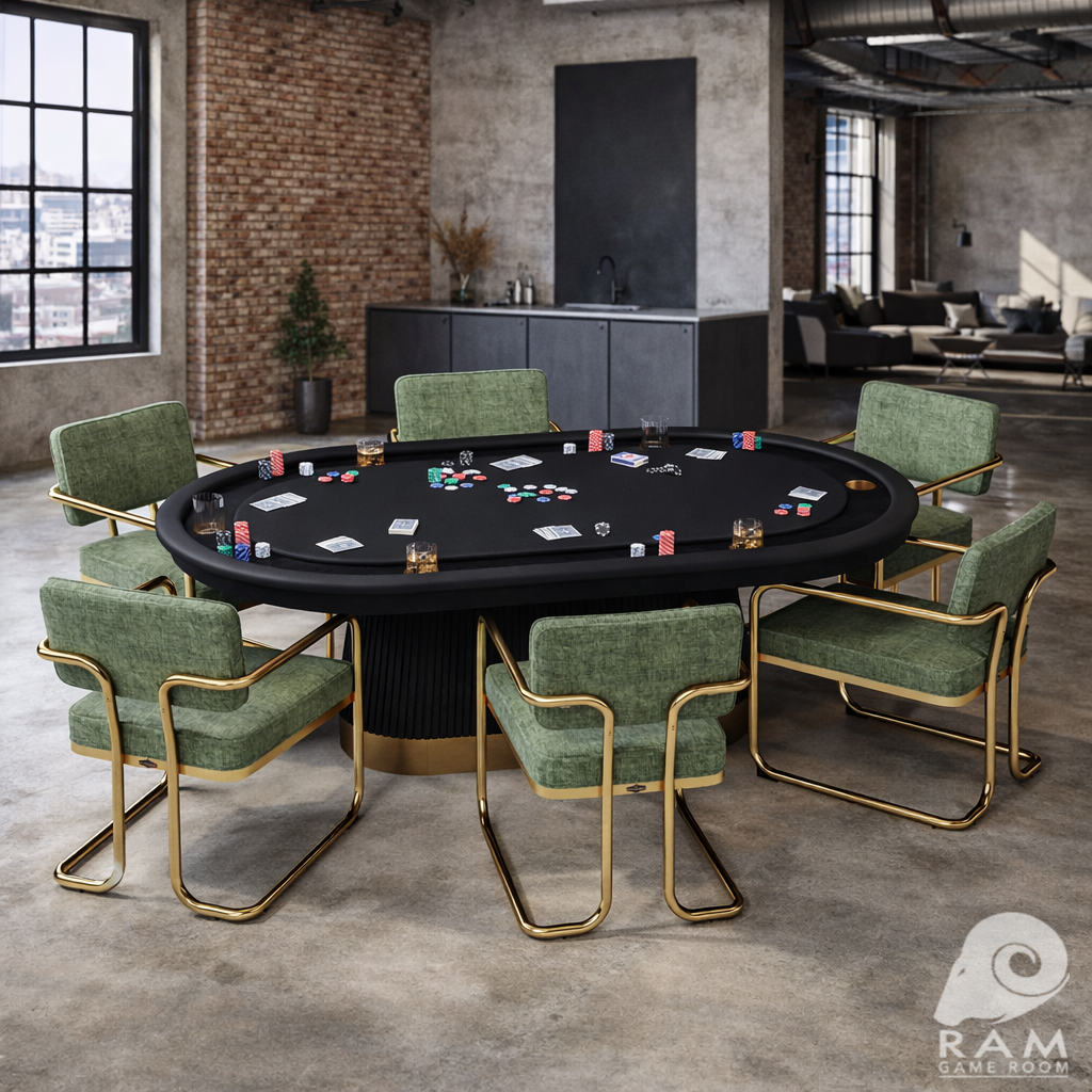 Prohibition Series Game / Dining Chair, Vintage Green (Brass Frame) by RAM Game Room