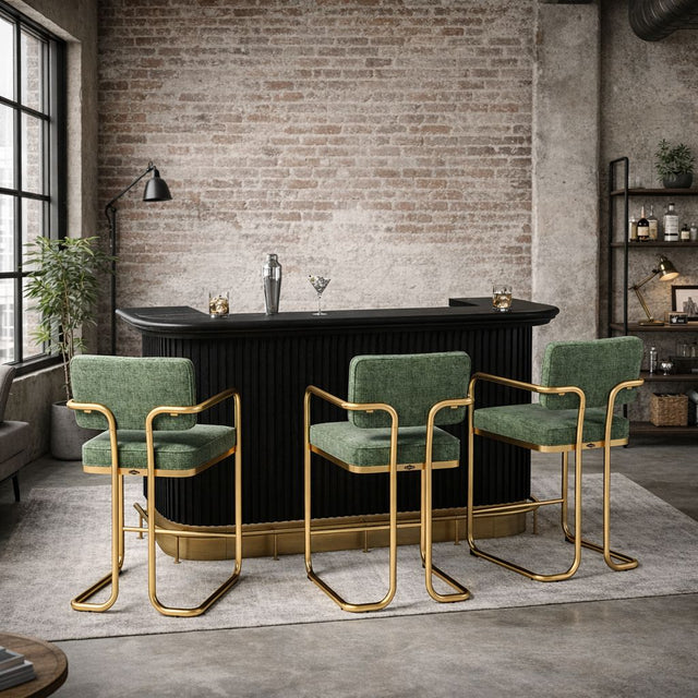 Prohibition Series 84" Cocktail Bar, Matte Black / Brass by RAM Game Room