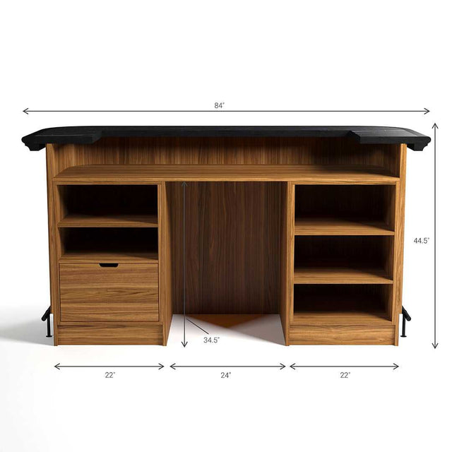 Prohibition Series 84" Cocktail Bar, Matte Walnut / Black by RAM Game Room