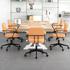 PU Leather Office Chair with Rocking Backrest and Ergonomic Armrest-Orange