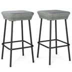 29.5 Inches Patio Bar Stools Set of 2 with Rattan Seat and Footrest